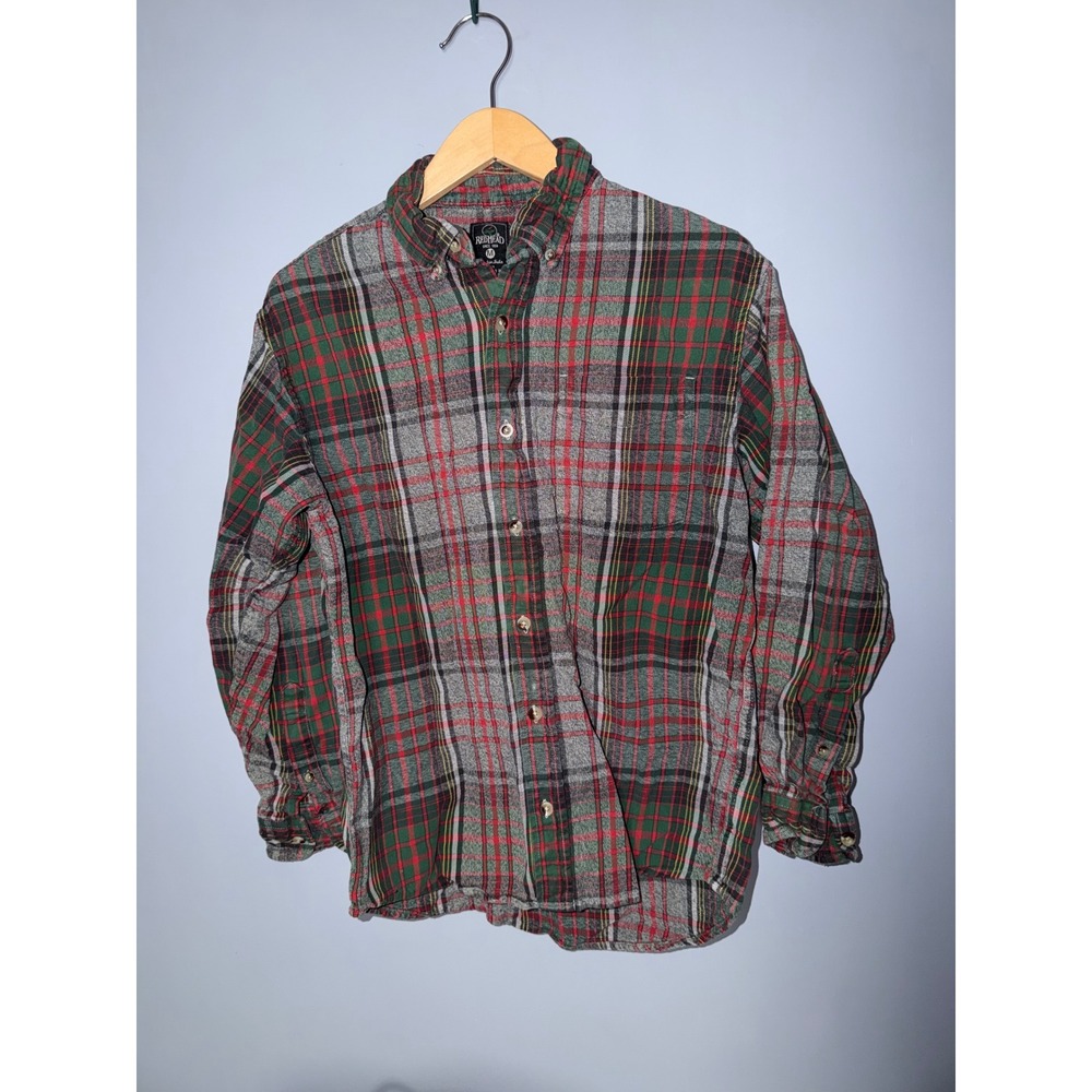 Red Head Plaid Flannel Button Up Shirt Men's Medium Green‎ Red Classic Casual